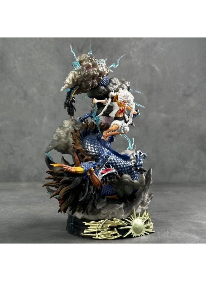 general One Piece Gear 5 Nika Luffy VS Kaido Dragon Figure，25cm Battle Scene Desktop Decor Birthday Gift Collectible - Image 1