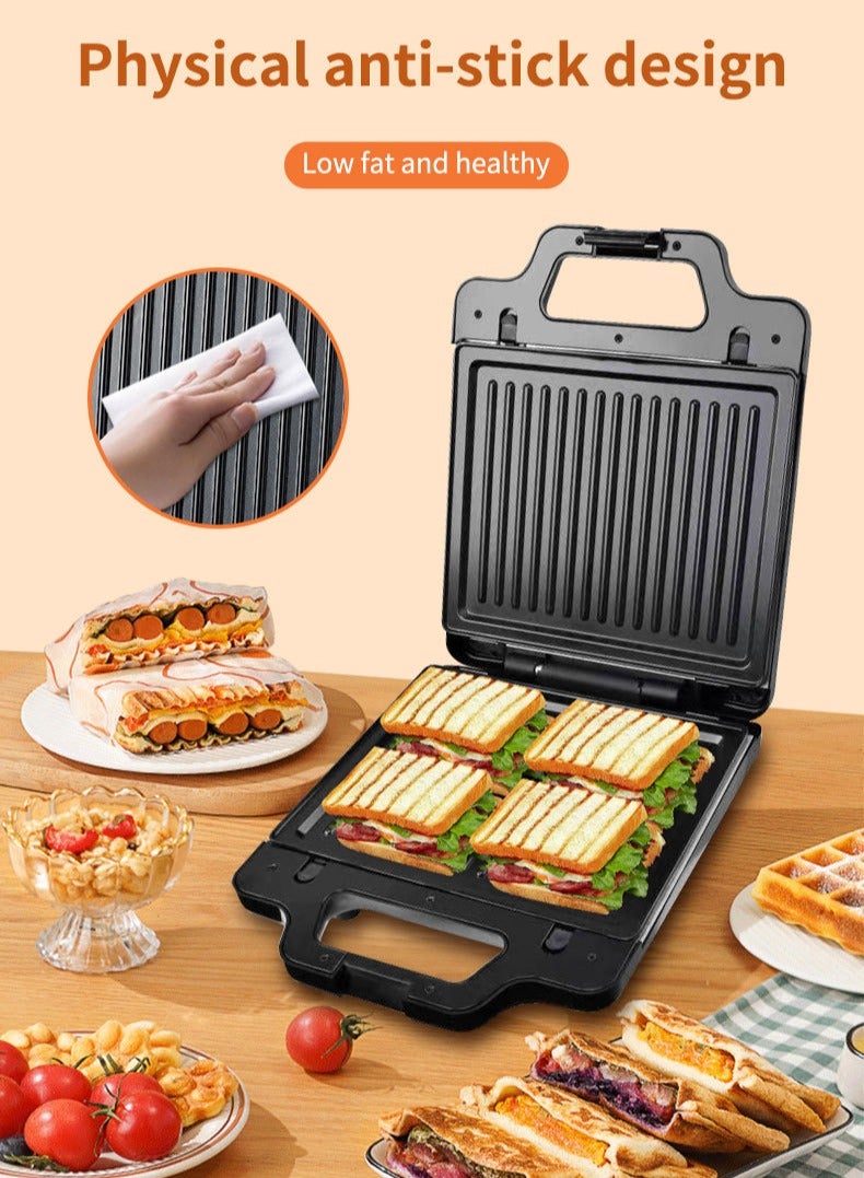 سوكاني آلة صنع السندويش متعددة الاستخدامات 3 في 1 مع خيارات الوافل، التوست، وشواية البانيني - تسخين سريع، أطباق غير لاصقة سهلة التنظيف، وتصميم مدمج للاستخدام المحمول. - Image 2