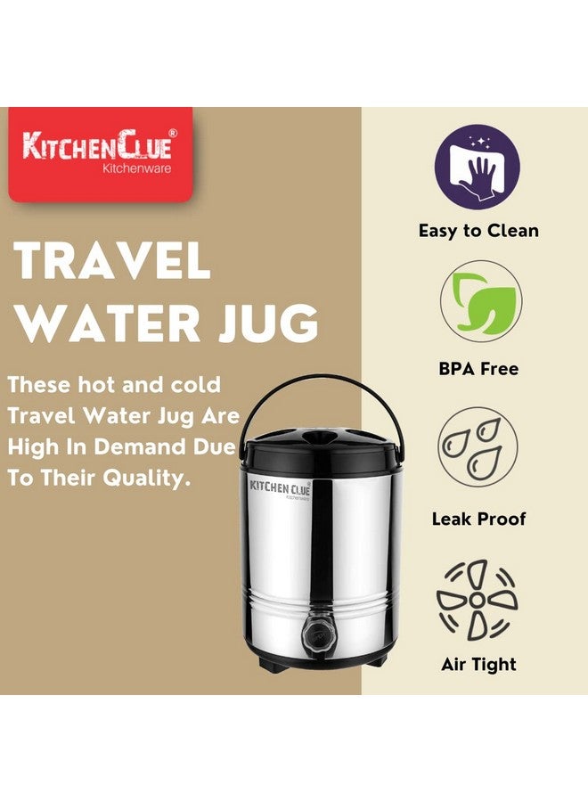 KITCHEN CLUE Double Walled Stainless Steel Insulated Water Jug 8 Liter, Silver - Hot and Cold Water Containers with Tap - Easy to Carry Handle - Essential for Every Household - Image 4