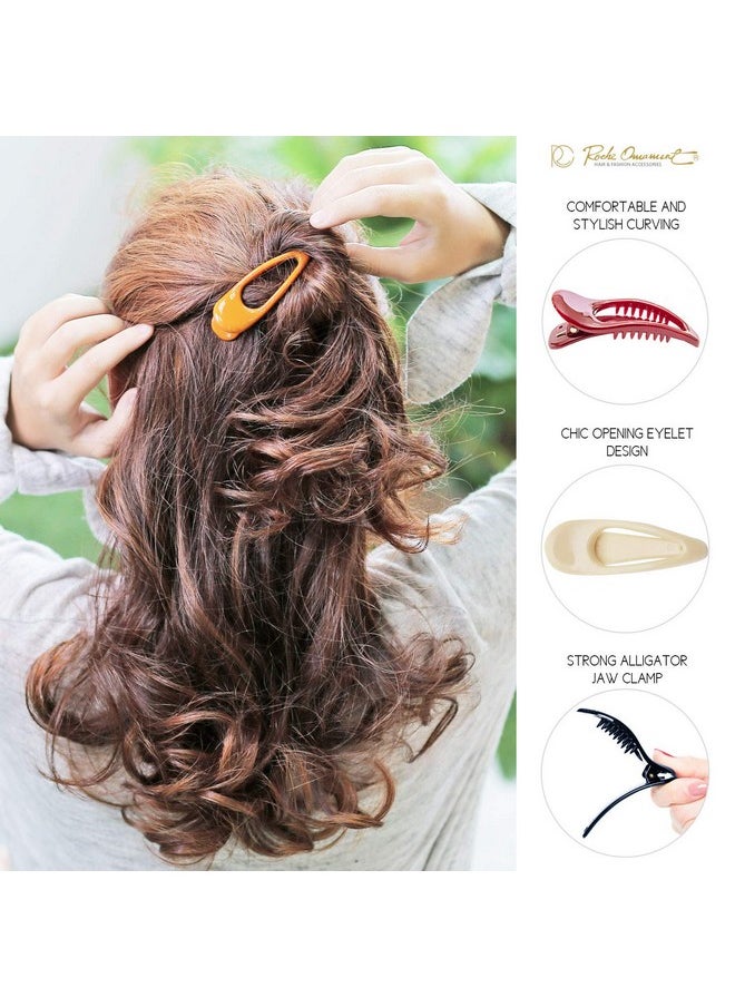 RC ROCHE ORNAMENT - 6 Pcs Womens Classic Side Slide Jaw Flat No Slip Opening Eyelet Inner Teeth Alligator Hair Clip Barrette Beauty Accessory Premium Plastic Clamp Clips Small Classic Multicolor - Image 1
