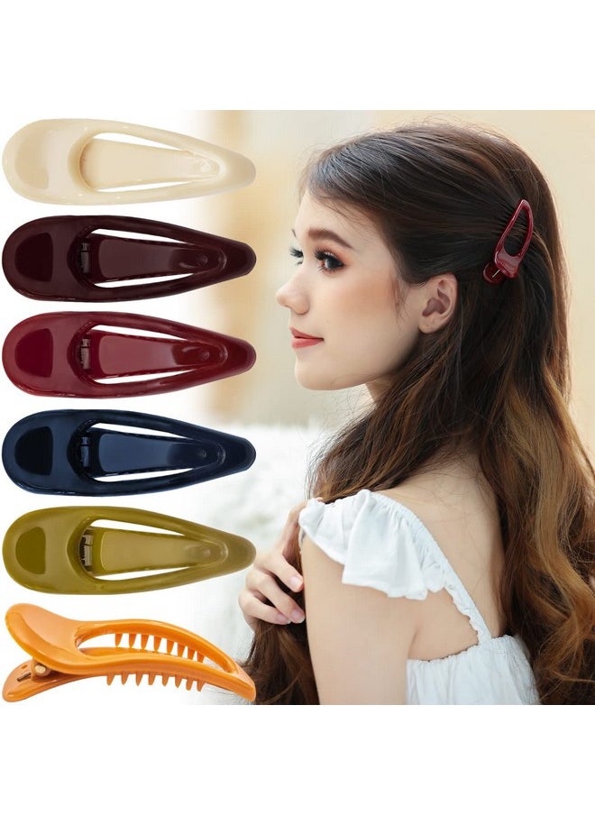 RC ROCHE ORNAMENT - 6 Pcs Womens Classic Side Slide Jaw Flat No Slip Opening Eyelet Inner Teeth Alligator Hair Clip Barrette Beauty Accessory Premium Plastic Clamp Clips Small Classic Multicolor - Image 1