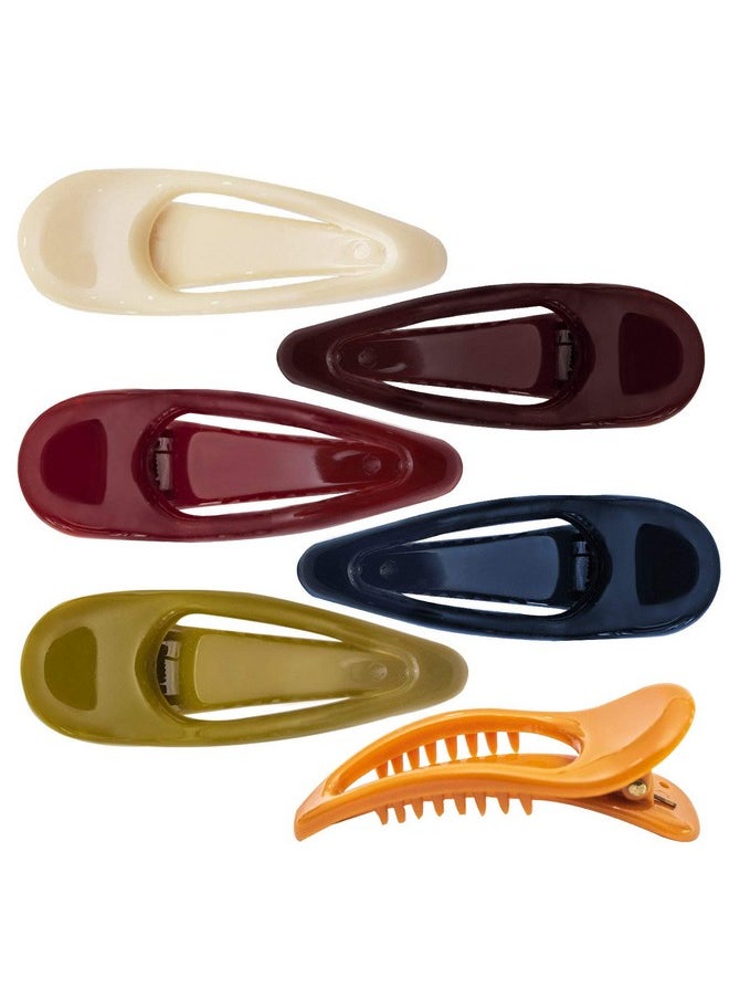 RC ROCHE ORNAMENT - 6 Pcs Womens Classic Side Slide Jaw Flat No Slip Opening Eyelet Inner Teeth Alligator Hair Clip Barrette Beauty Accessory Premium Plastic Clamp Clips Small Classic Multicolor - Image 1