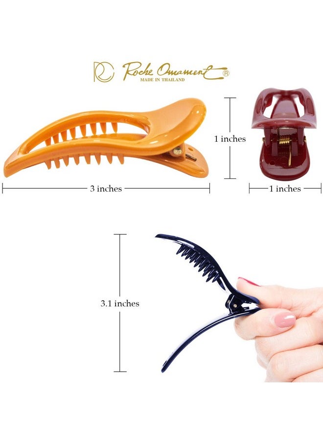 RC ROCHE ORNAMENT - 6 Pcs Womens Classic Side Slide Jaw Flat No Slip Opening Eyelet Inner Teeth Alligator Hair Clip Barrette Beauty Accessory Premium Plastic Clamp Clips Small Classic Multicolor - Image 1