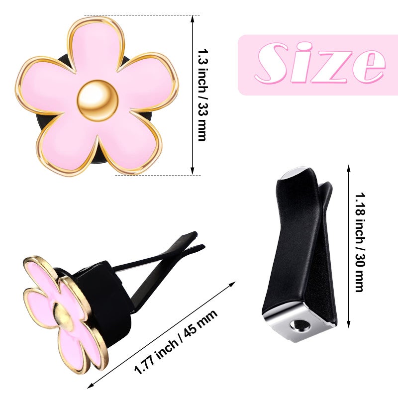 Frienda 6 Pcs Daisy Flower Air Vent Clip Accessories Air Conditioning Outlet Clip Car Air Freshener Dashboard Accessories Charm Car Inter Decor(3 cm, 3.3 cm,Red, Pink, White) - Image 2