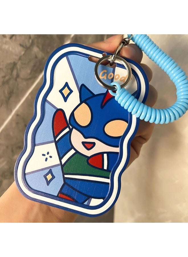 NIBEMINENT 1 - Piece Salted Egg Superman Kpop Photo Card Holder Pendant Key Chain ID Badge Holder ID Card Holder Photo Card Protector for School ID Office ID Access Card for Women Girls