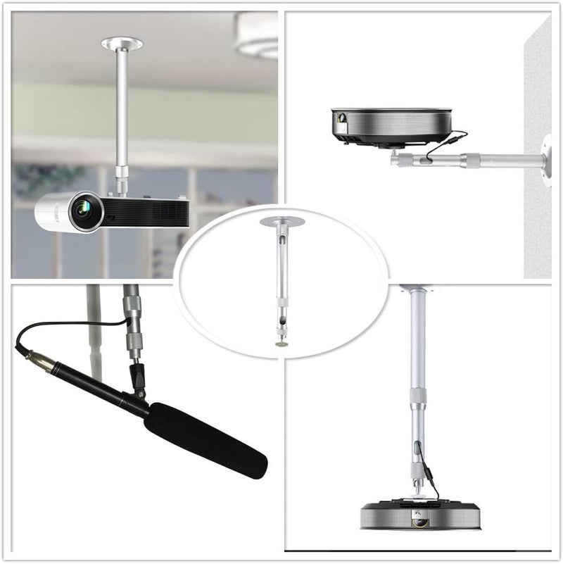 Bectro Universal Projector & CCTV Camera Mount Bracket | 360° Rotatable, Extendable 24–48 Inch, Adjustable Tilt Arm | Heavy-Duty Aluminium Ceiling & Wall Mount (Grey) - Image 3