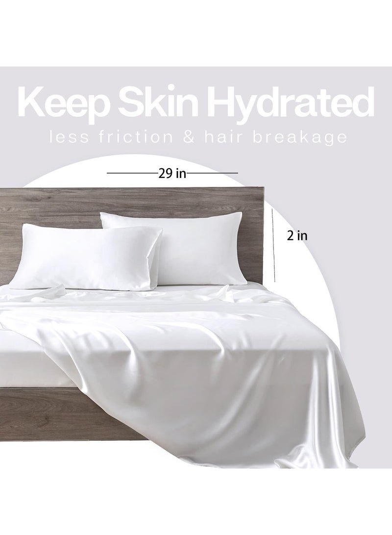 فلوشرينيك 2 قطعة من أكياس الوسائد الحريرية الساتانية، أكياس وسائد ساتانية للشعر والبشرة، مجموعة من 2 قطعة من أكياس الوسائد بحجم كوين، غطاء وسادة حريري مع إغلاق مغلف، 51x76 سم (أبيض) - Image 2