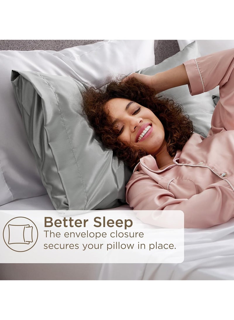 فلوشرينيك 2 قطعة من أكياس الوسائد الحريرية الساتانية، أكياس وسائد ساتانية للشعر والبشرة، مجموعة من 2 قطعة من أكياس الوسائد بحجم كوين، غطاء وسادة حريري مع إغلاق مغلف، 51x76 سم (أبيض) - Image 5