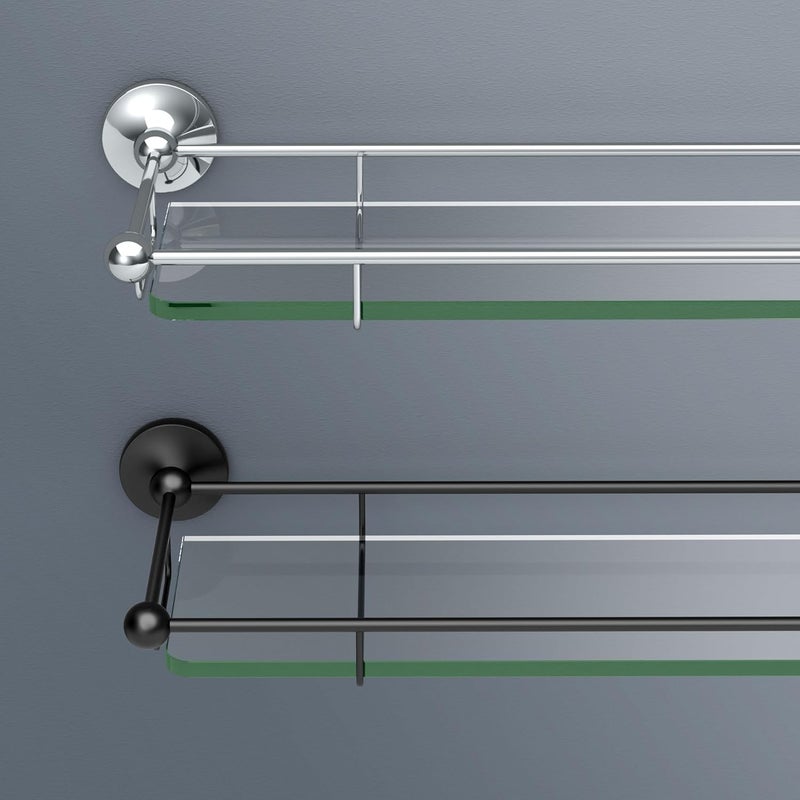 Gatco 1465MX Premier Tempered Glass Shelf Matte BlackWall Mounted 22 X 6 Floating Rectangle Glass Shelf with Railing for Bathroom Storage - Image 4