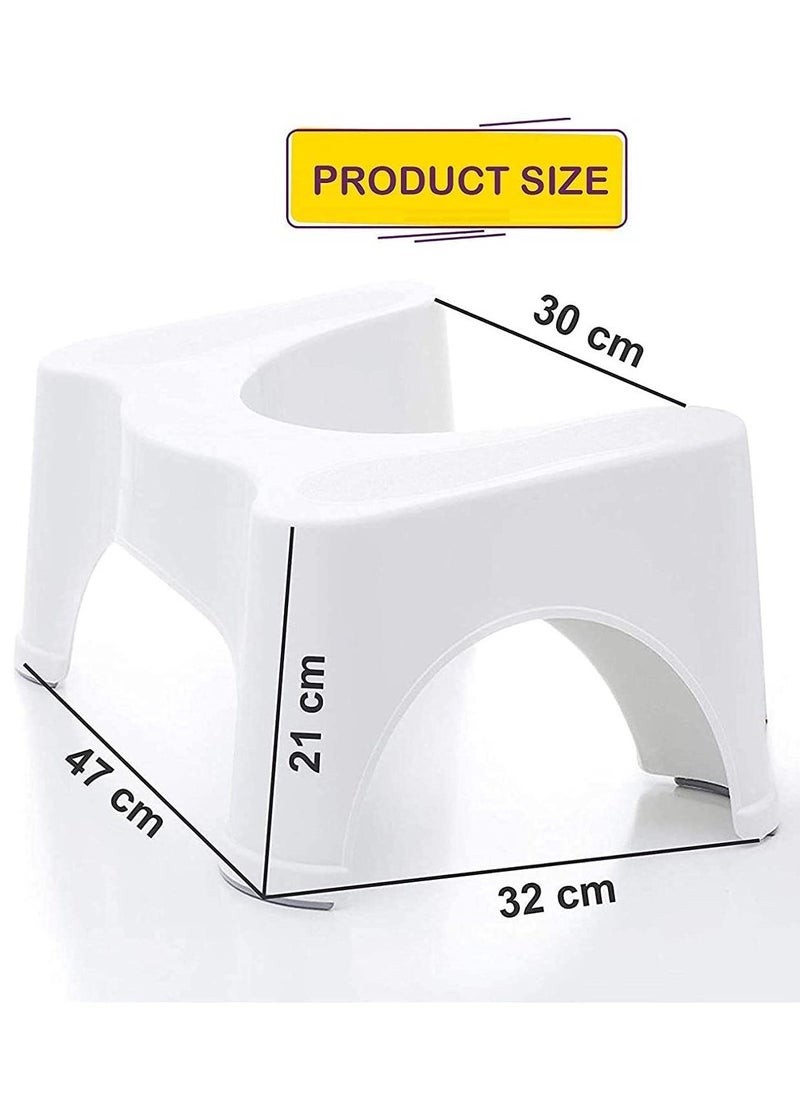 BGM Squat Toilet Seat Leg Stool 8 inch (White Colour) for Western Toilet Portable Comfortable Sturdy Foot Step for Potty - Made in India  - Image 3