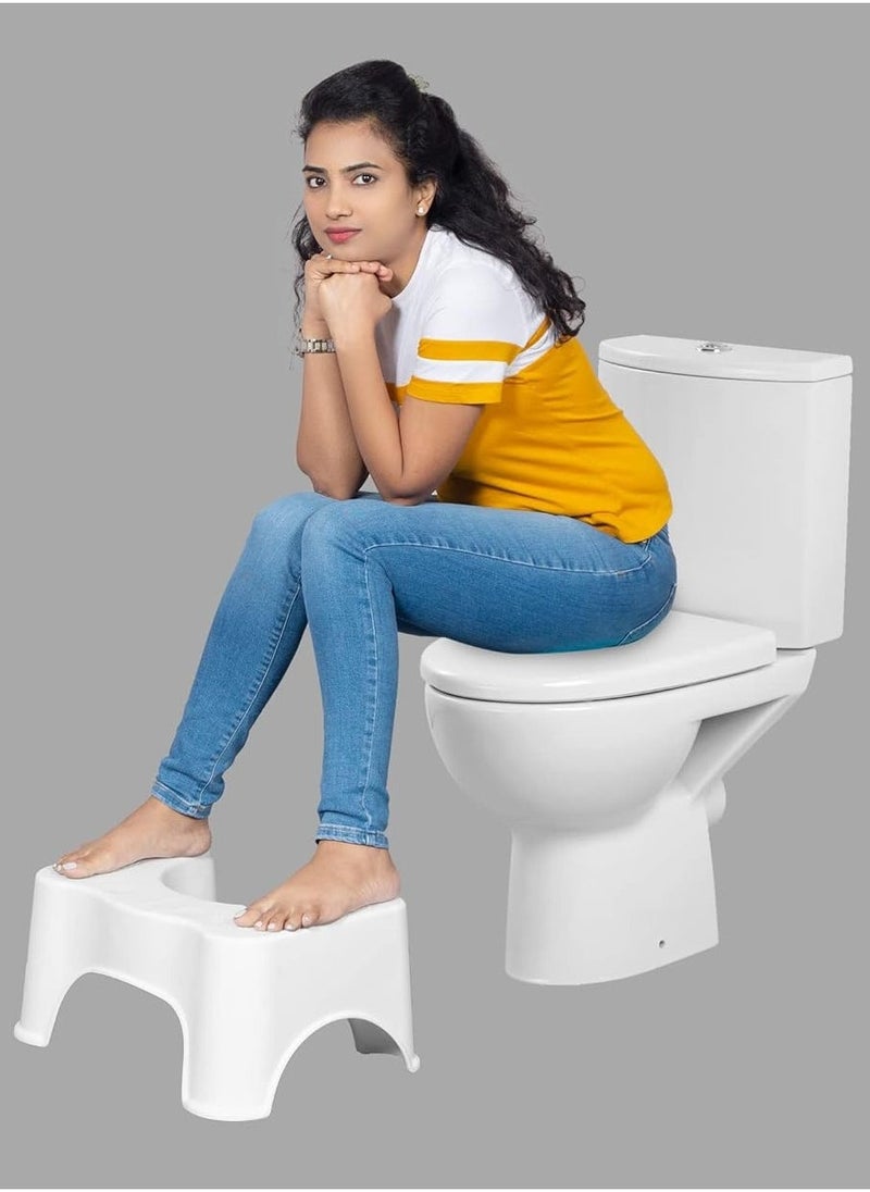 BGM Squat Toilet Seat Leg Stool 8 inch (White Colour) for Western Toilet Portable Comfortable Sturdy Foot Step for Potty - Made in India  - Image 2