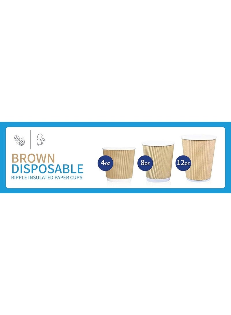 Jagravo 12 Oz. Brown Disposable Ripple Insulated Coffee Cups - Eco-Friendly Disposable Cups - Hot Beverage Corrugated Paper Cups With Lids - Sleeve Ripple Wall Paper Coffee Cups for Drink - Tea Cup(12oz 50 Pcs) - Image 4