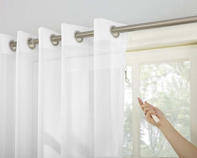 No. 918 Emily Sheer Voile Grommet Sliding Patio Door Curtain Panel, 100" x 84", White - Image 2