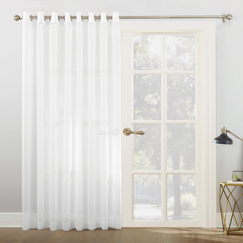 No. 918 Emily Sheer Voile Grommet Sliding Patio Door Curtain Panel, 100" x 84", White - Image 1