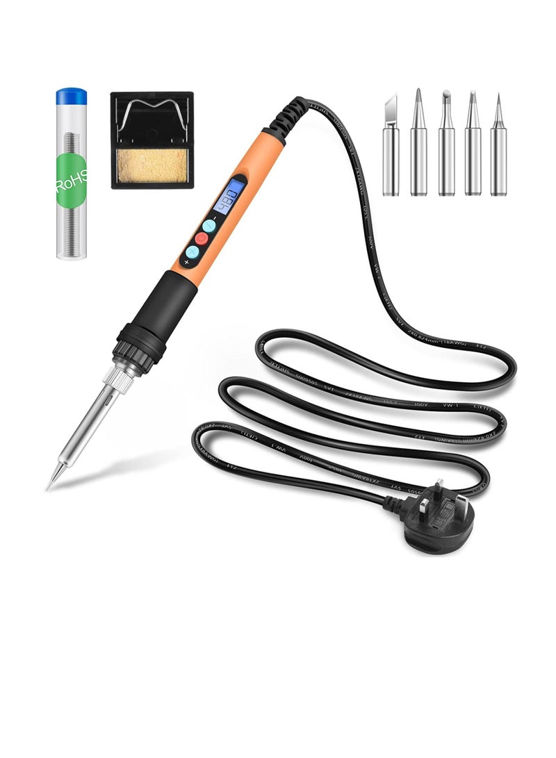 Soldering Iron Kit Electric Soldering Iron 90W Welding Tools Adjustable Temperature 180-480℃ Soldering Kit Digital Portable Solder Iron Kit with 5 Solder Tips Solder Wire Mini Stand - Image 1