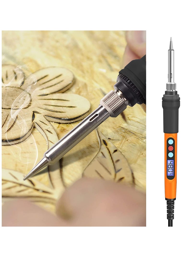Soldering Iron Kit Electric Soldering Iron 90W Welding Tools Adjustable Temperature 180-480℃ Soldering Kit Digital Portable Solder Iron Kit with 5 Solder Tips Solder Wire Mini Stand - Image 3