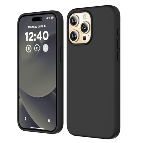 COFFKER Compatible with iPhone 15 Pro Max Case Liquid Silicone Case Full Body Shockproof Protective Cover Slim Thin Phone Case with Soft AntiScratch Microfiber Lining 67 inchBlack - Image 1
