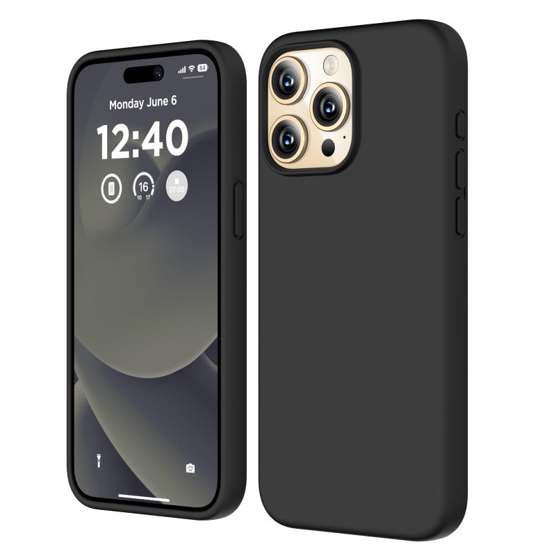 COFFKER Compatible with iPhone 15 Pro Max Case Liquid Silicone Case Full Body Shockproof Protective Cover Slim Thin Phone Case with Soft AntiScratch Microfiber Lining 67 inchBlack - Image 2