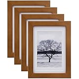 Egofine Egofine 5x7 Picture Frames 4 Pack for Picture 4x6 with Mat or 5x7 whitout Mat Made of Solid Wood with HD Plexiglass for  - Image 1