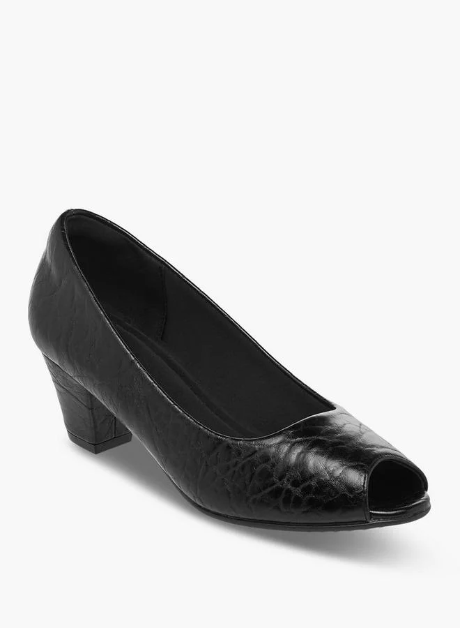 لو كونفورت Women Textured Slip-On Block Heel Shoes