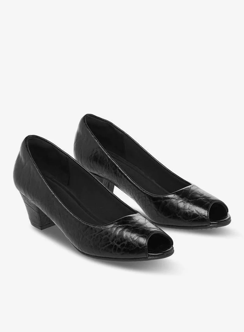 لو كونفورت Women Textured Slip-On Block Heel Shoes