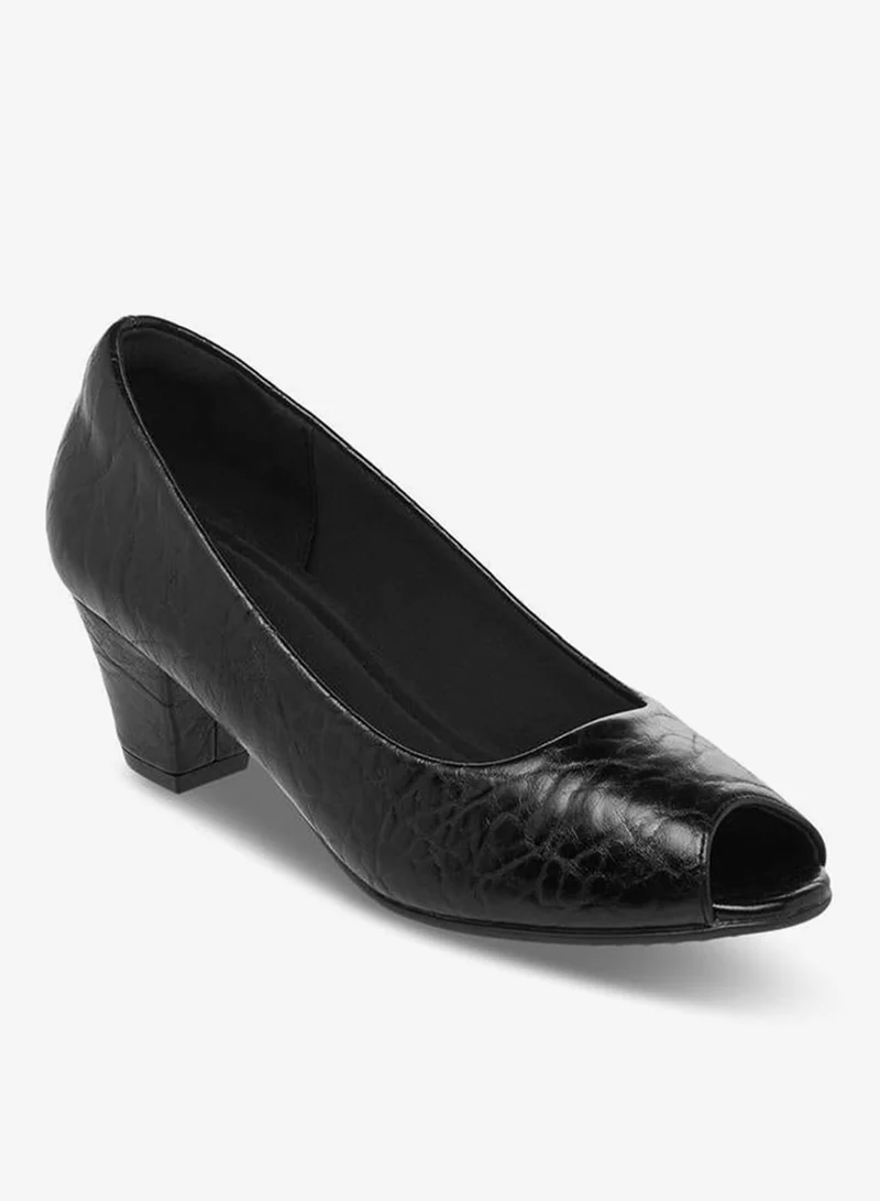 لو كونفورت Women Textured Slip-On Block Heel Shoes