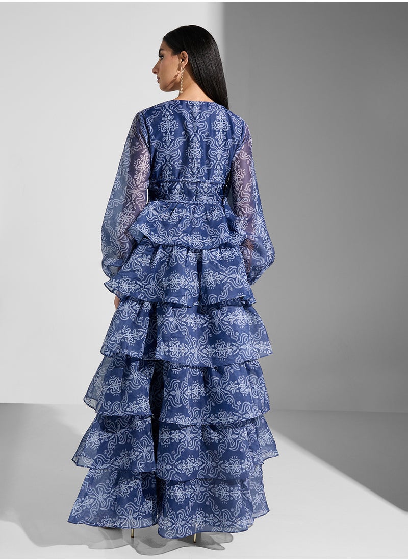 True Decadence - Printed V-Neck Dress - Image 1