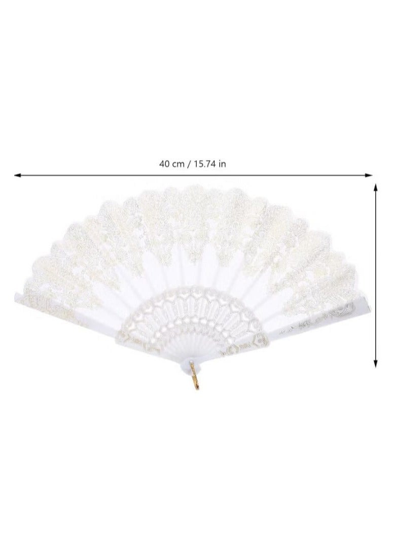 Xiyart Foldable Chinese Hand Fan, Single Piece, Large with Chinese Style, for Festivals and Weddings, Gold, Plastic, White. - Image 4