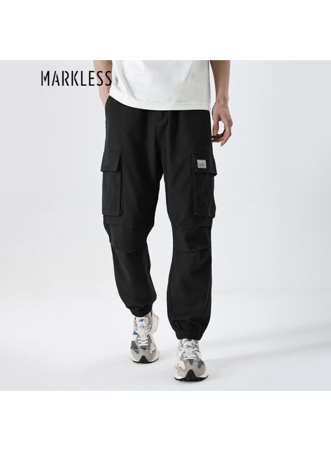 Markless Men's Autumn Winter Pure Cotton Casual Loose Fit Cargo Pants With Large Pockets 4836 Starry Black S - Image 1