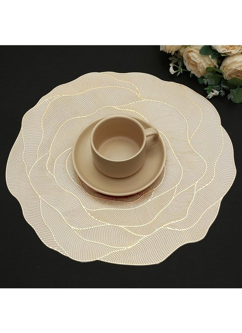 6Pcs Floral Placemats Golden Placemats Vinyl Placemats Set Of 6 For Dining Table Durable Table Mats Reusable Metallic Shiny Gold Placemats（15 X15,Gold Rose）