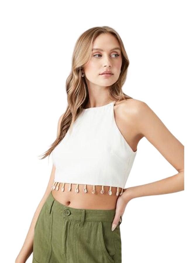 FOREVER 21 Seashell-Fringe Cropped Cami - Image 1