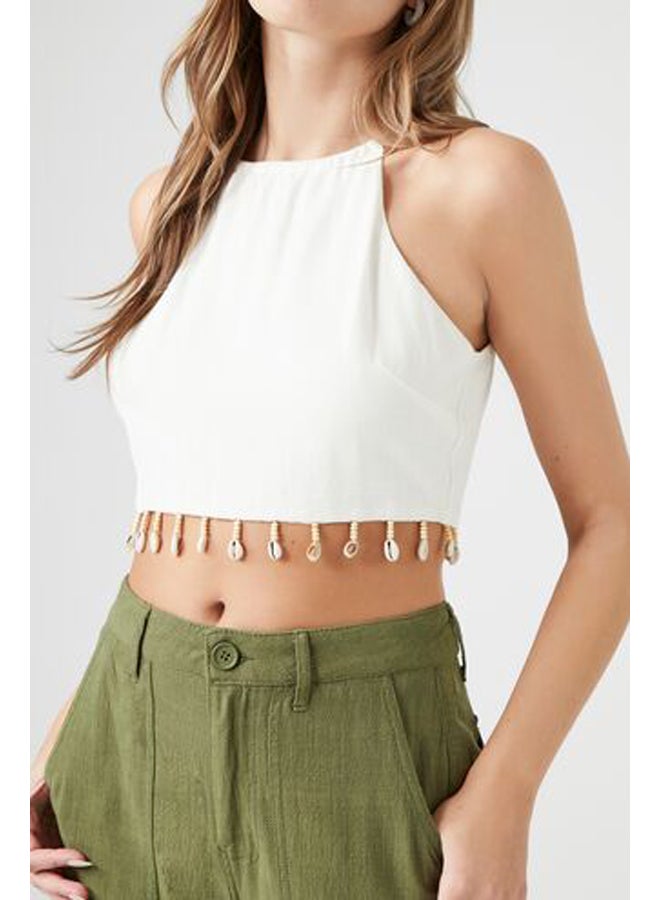 FOREVER 21 Seashell-Fringe Cropped Cami - Image 5