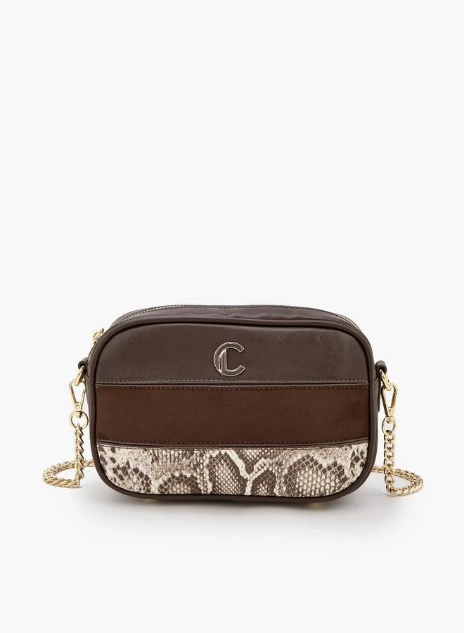 Animal Print Crossbody Bag With Zip Closure