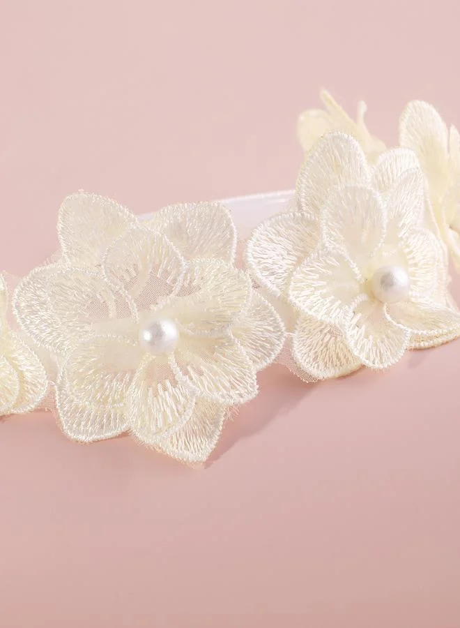 Take Two Take Two Cream Floral Pearl Headband