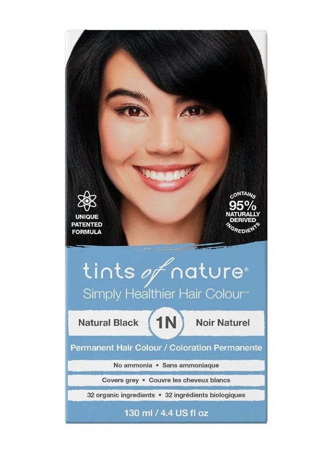 tints of nature صبغة شعر دائمة طبيعية، تغذي الشعر وتغطي الشيب، 1 × 130 مل - 1N أسود - Image 1