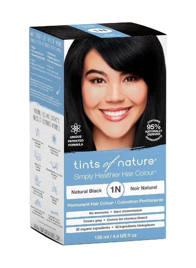 tints of nature صبغة شعر دائمة طبيعية، تغذي الشعر وتغطي الشيب، 1 × 130 مل - 1N أسود - Image 2