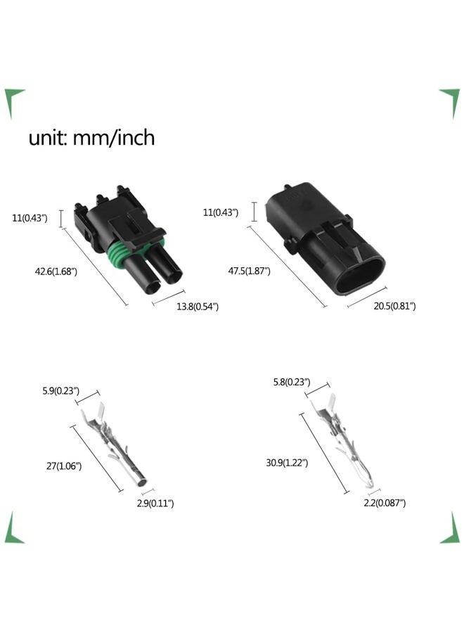 MUYI 10 Kit 2 Pin Waterproof Connector for 20-14 AWG Wire Harness 2.5mm Series Automotive Electrical Plugs with Replacement Terminal Pins Sockets and Spudger - Image 3