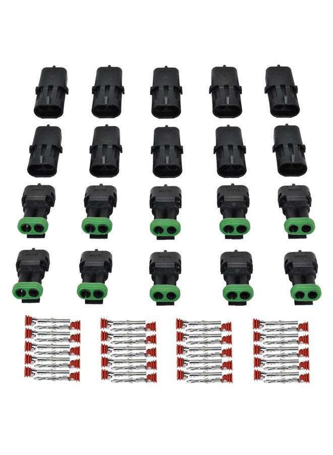 MUYI 10 Kit 2 Pin Waterproof Connector for 20-14 AWG Wire Harness 2.5mm Series Automotive Electrical Plugs with Replacement Terminal Pins Sockets and Spudger - Image 1