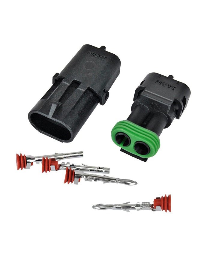 MUYI 10 Kit 2 Pin Waterproof Connector for 20-14 AWG Wire Harness 2.5mm Series Automotive Electrical Plugs with Replacement Terminal Pins Sockets and Spudger - Image 2