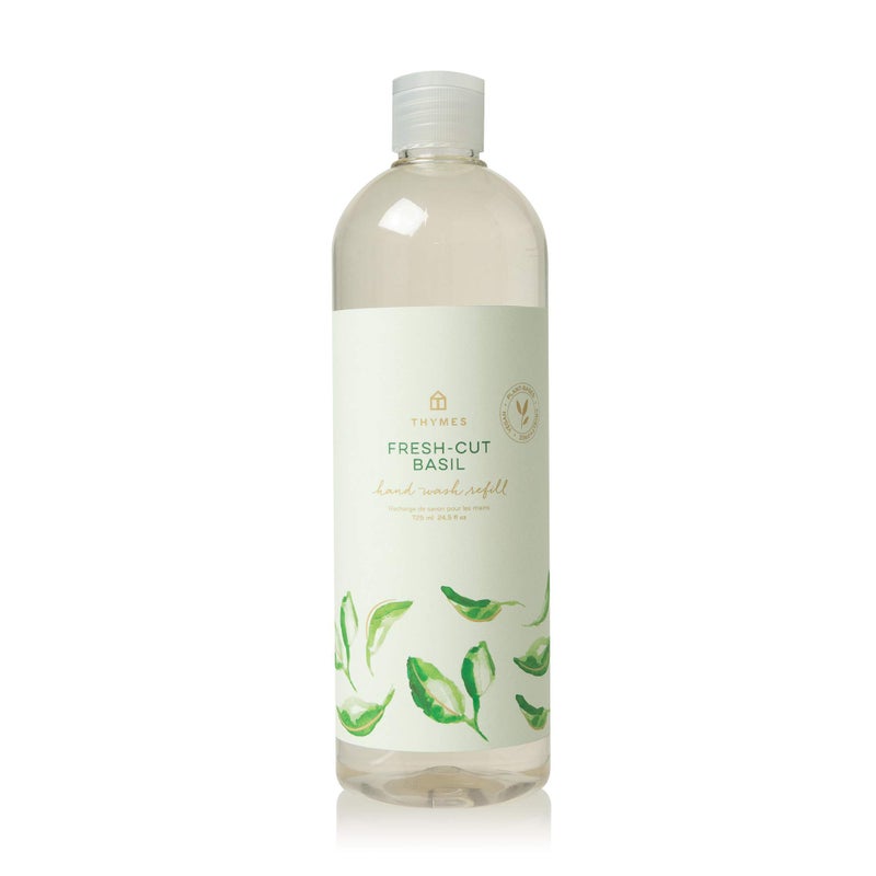 Thymes Hand Wash Refill - Scented Liquid Hand Soap Refill - Deeply Cleansing & Hydrating Formula - Plant-Based Skin Care - Clean & Invigorating Blend (Fresh-Cut Basil, 24.5 fl oz) - Image 1