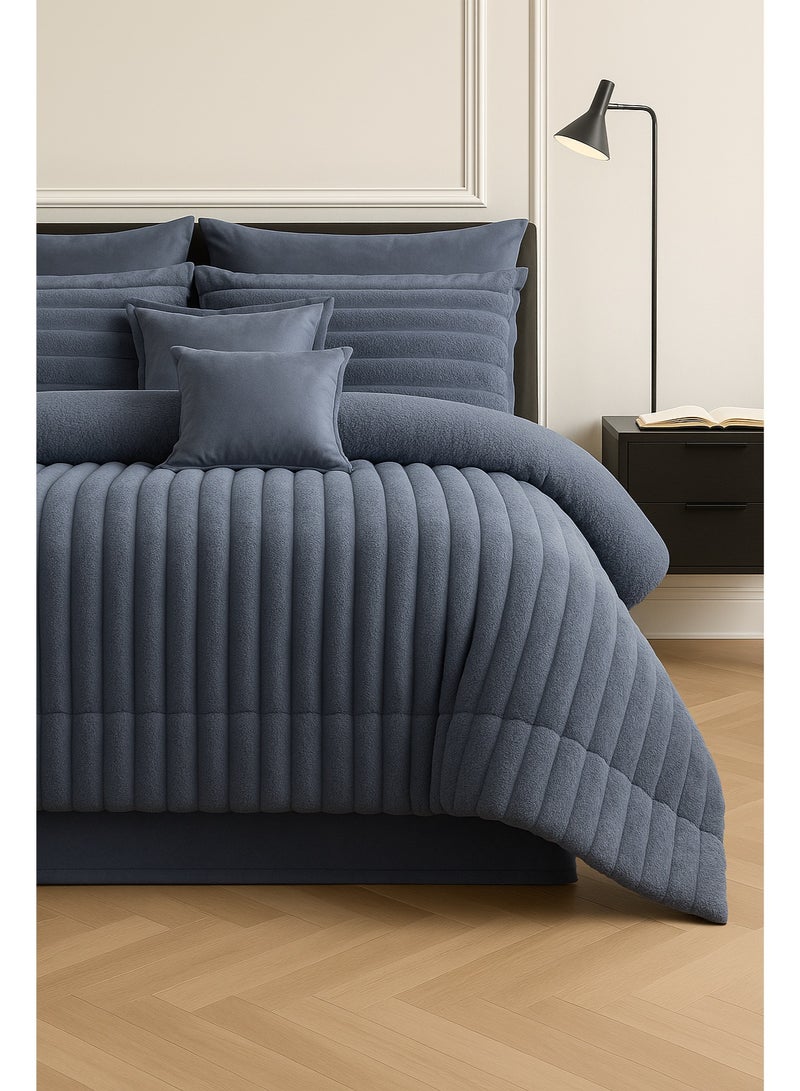 Ming Li Luxury Winter Fur Comforter Set – 8-Piece Double/King Size 230×250 cm, Soft & Elegant Geometric Design - Image 2