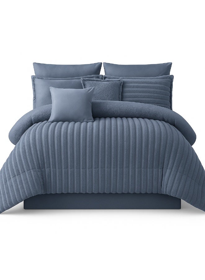 Ming Li Luxury Winter Fur Comforter Set – 8-Piece Double/King Size 230×250 cm, Soft & Elegant Geometric Design - Image 4