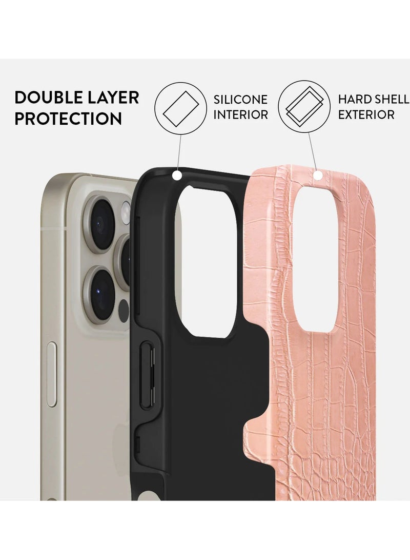 BURGA iPhone 16 Pro Max Case, 2 Piece Hard Shell + TPU Interior, Shock Absorption, All Port Accessible, Raised Bezel For Screen & Camera Protection, Never Fading HQ Print, Pink Croco - Image 2