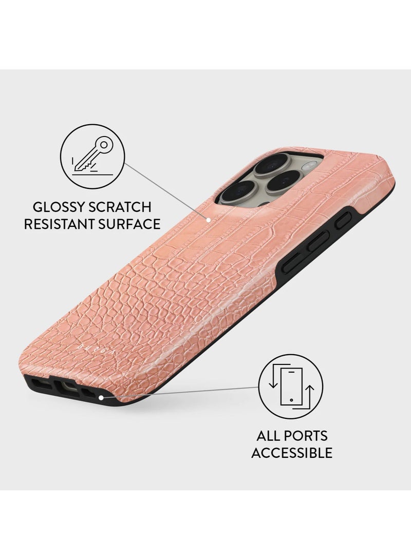 BURGA iPhone 16 Pro Max Case, 2 Piece Hard Shell + TPU Interior, Shock Absorption, All Port Accessible, Raised Bezel For Screen & Camera Protection, Never Fading HQ Print, Pink Croco - Image 3
