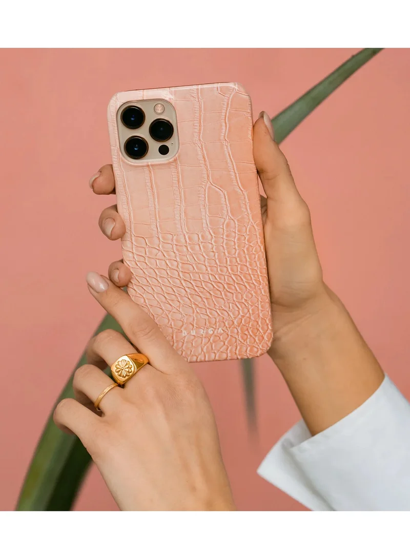 BURGA iPhone 16 Pro Max Case, 2 Piece Hard Shell + TPU Interior, Shock Absorption, All Port Accessible, Raised Bezel For Screen & Camera Protection, Never Fading HQ Print, Pink Croco