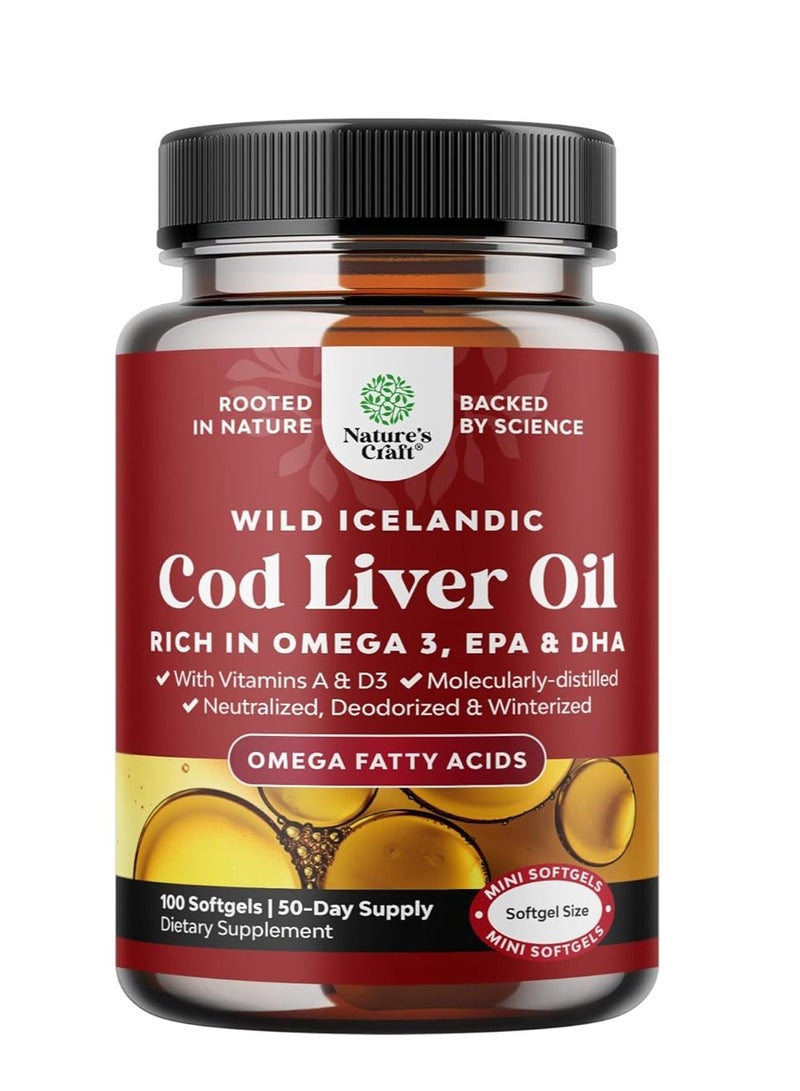 نايتشرز كرافت زيت كبد سمك القد الأيسلندي، 100 كبسولة هلامية
