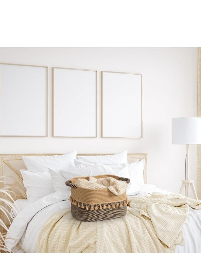 Anmi 3 Pack Woven Basket for Organizing, Decorative Rope Baskets for Storage, Storage for Pets, books, Pillows, Toys & Cloths, Black & Jute - Image 5