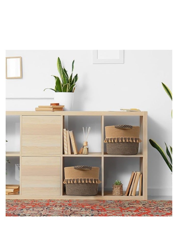 Anmi 3 Pack Woven Basket for Organizing, Decorative Rope Baskets for Storage, Storage for Pets, books, Pillows, Toys & Cloths, Black & Jute - Image 4