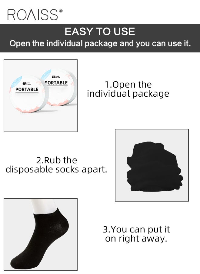 roaiss 5 Pairs of Unisex Disposable Socks Pure Color Cotton Polyester Portable Compression Travel Socks Stretchy Soft Skin-Friendly Breathable Comfortable Ankle Socks  - Image 2