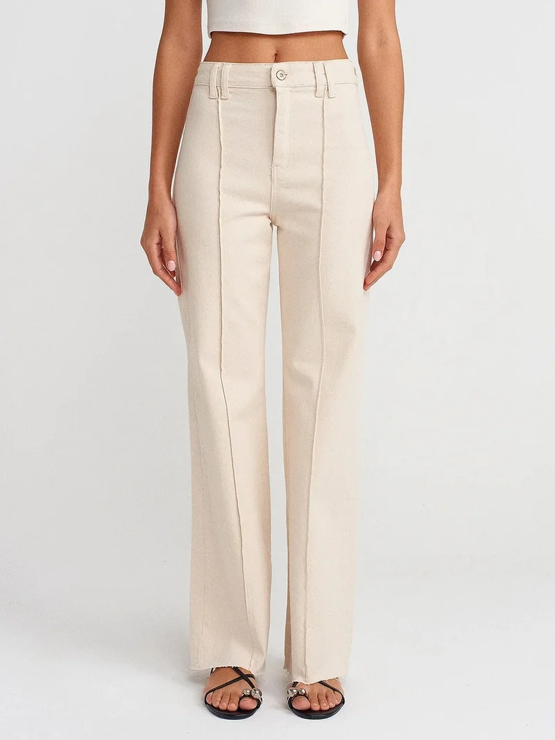 Dilvin DILVIN Women's High-waist Wide-leg Denim Trousers